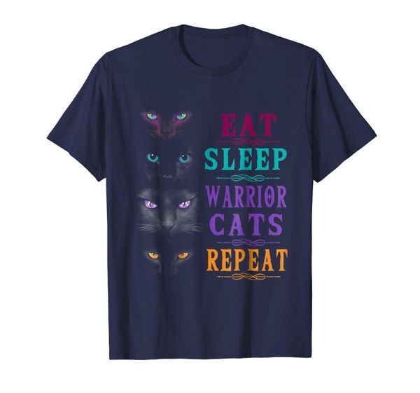 

eat sleep warrior cats repeat men's t shirt, White;black