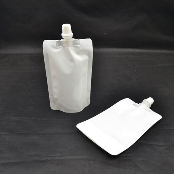 

100ml white beverage liquid pouch bag plastic nozzle doypack spout packing bag