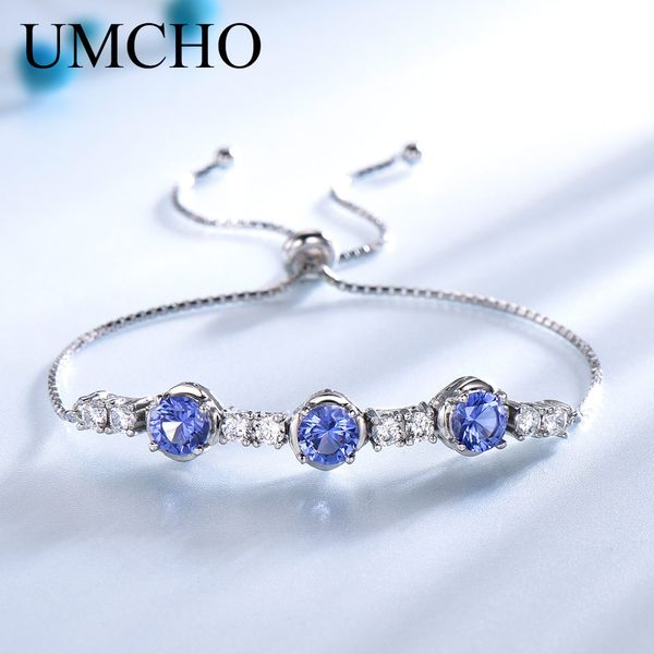 

umcho твердые 925 серебряные браслеты браслеты для женщин tanzanite регулируемый теннис браслет женский fine jewelry партии подарка, Golden;silver