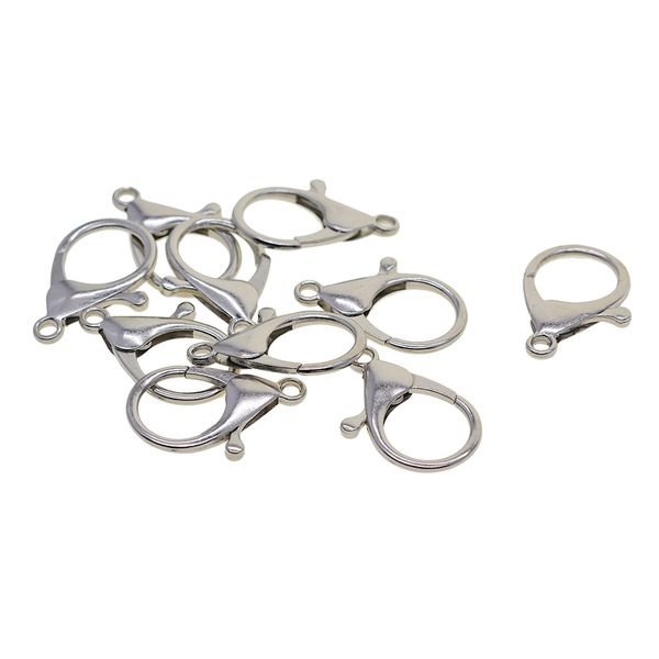 

10 pieces 33mm large silve plated bag lobster clasp clips snap hooks for king ring necklace bracelet chain diy jewelry findings, Blue;slivery