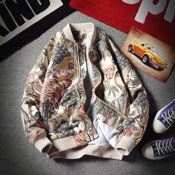 

new autumn bomber jacket streetwear embroidered flower pilot jacket hip hop baseball mens jackets and coats korean clothes 5xl, Black;brown