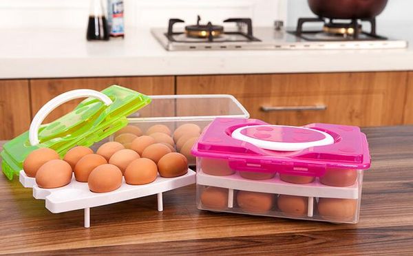 

24 grid egg container organizer double layer egg storage boxes convenient multifunctional eggs crisper kitchen 0420