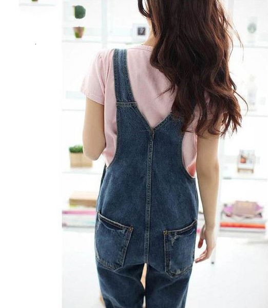 

jumpsuit plus size fashion women denim jumpsuit ladies spring fashion loose jeans rompers female casual plus size overall with pocket, Black;white