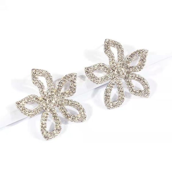 

fashion- diamonds dangle earrings for women flowers charm ear studs fashion crystal chandelier earring bohemian holiday style girl jewelry, Silver
