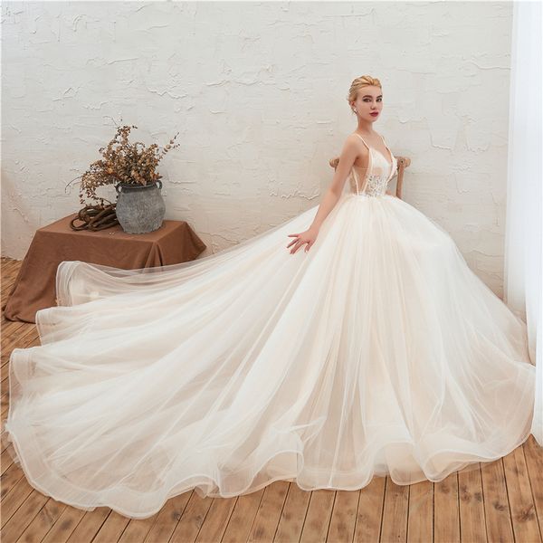 

шампанское тюль пляж свадебное платье бретельках милая цветы жемчуг boho свадебные платья спинки чешские свадебные платья, White