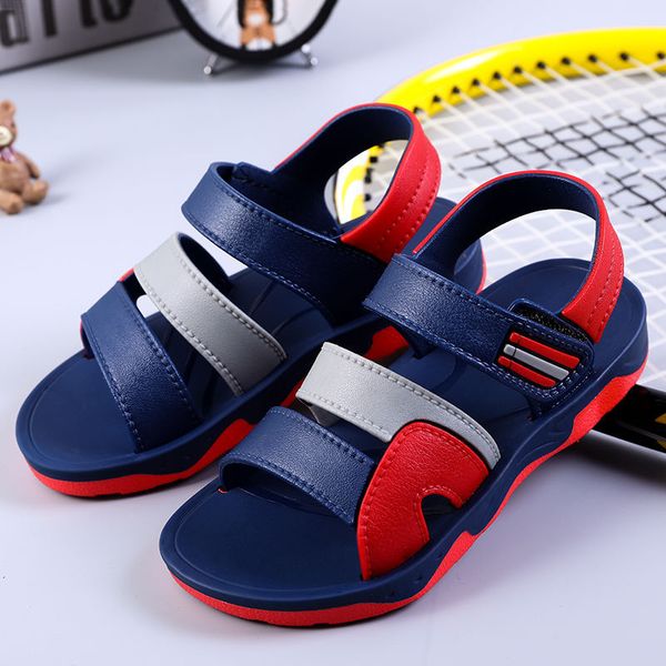 

boys sandals for kids shoes summer children beach shoes mixed color casual sandals rubber anti-slip outdoor girls sports, Black;red