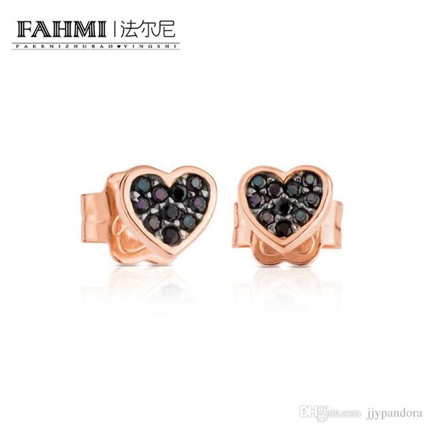 

100% 925 sterling silver 1:1 bear silver plated 18k rose gold spinel earrings fashion simple earrings 414933510 factory wholesale free, Black