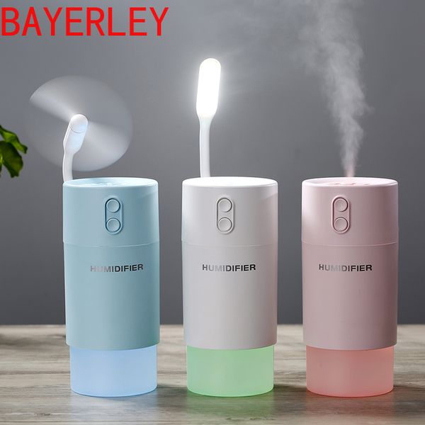

new 3 in 1 snowflake humidifier mini ultrasonic car fogger led night light usb fan essential oil aroma diffuser air freshener
