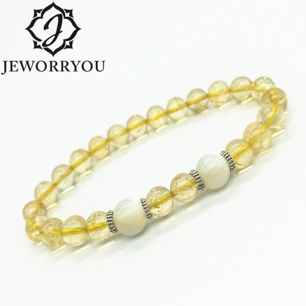 

6/8/10mm natural citrine beads bracelet women citrine natural stone bracelet charms for femme mens jewellery, Golden;silver