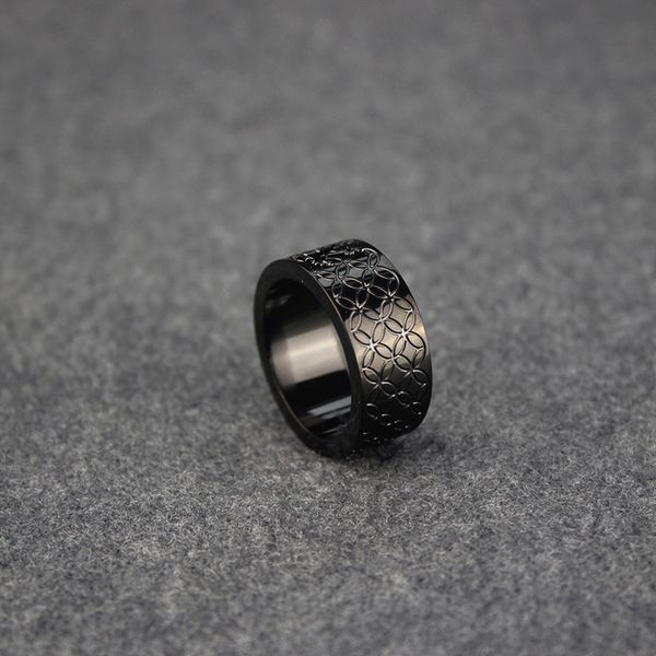 

black hollow ring men women vintage punk wide rings party jewelry gift high quality, Silver