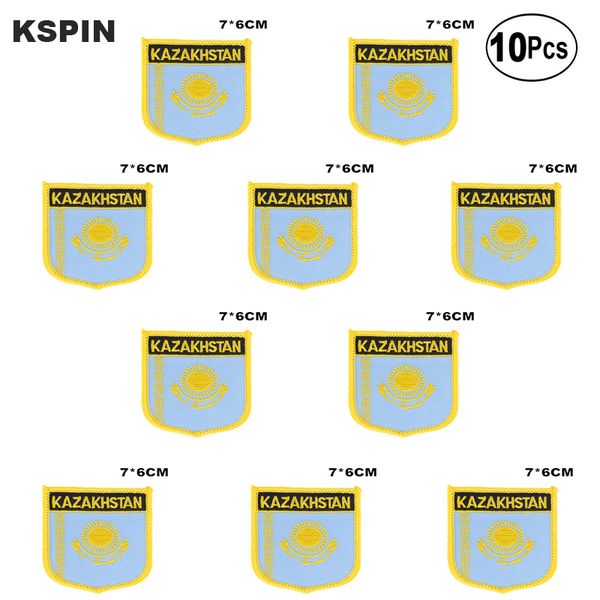 Казахстан флаг вышивка заплаты утюги на пилу на передаче патчи для швейных приложений для одежды в Homegarden 10 шт.