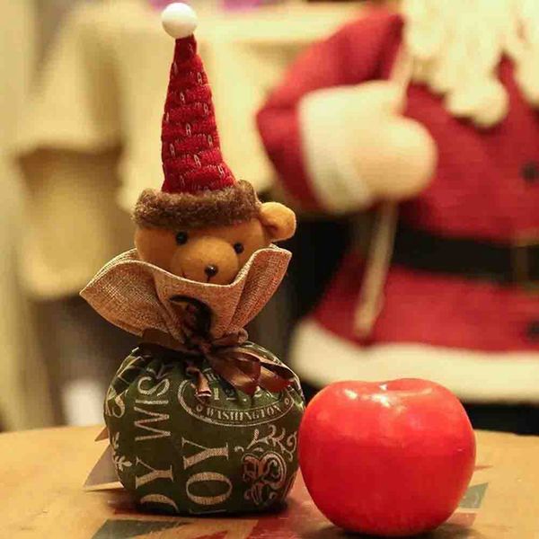 

1pc cotton santa claus christmas apple candy chocolates gift bags organic canvas drawstring bag 4 pattern option