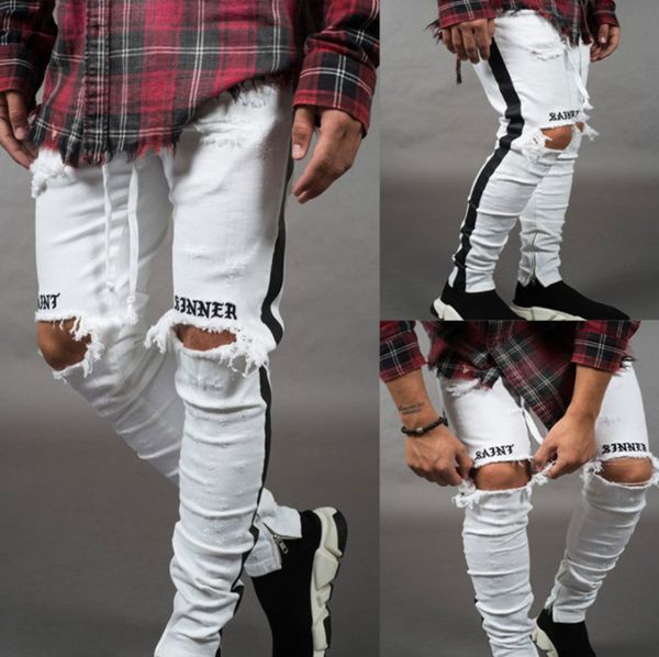 

мода нового способа мужские джинсы мужские высокого качества проблемные молнии джинсы повседневный брюки мужские тонкий байкер b500607, Blue