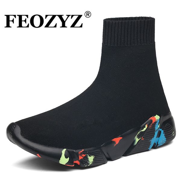 

feozyz sneakers women men knit upper sock boots woman chunky shoes high running shoes for men women