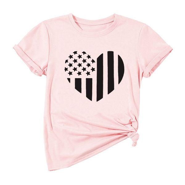 

new flag print 8 colors tshirt round neck loose casual short sleeve & tees fashion casual couple t shirt, Black;red