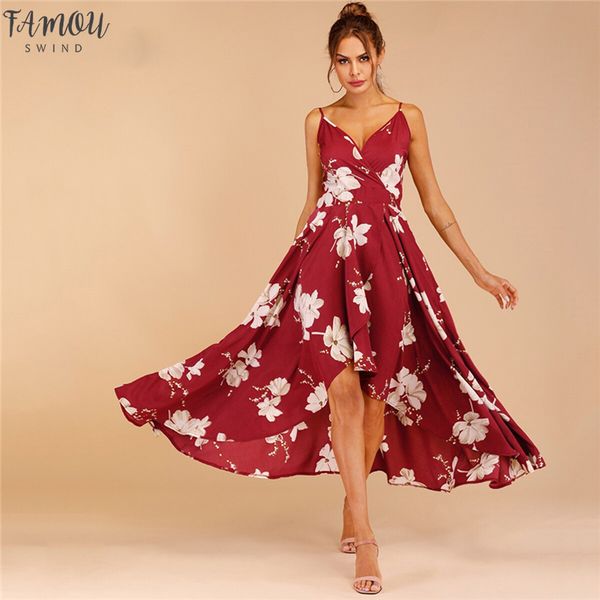 

print tulip hem surplice cami dress boho spaghetti strap slip women dresses sleeveless summer high waist dresses, Black;gray