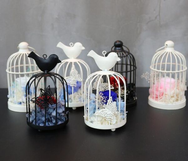 

eternal rose with cage frame dried artificial rose flower creative gifts for birthday valentine's christmas home decoration