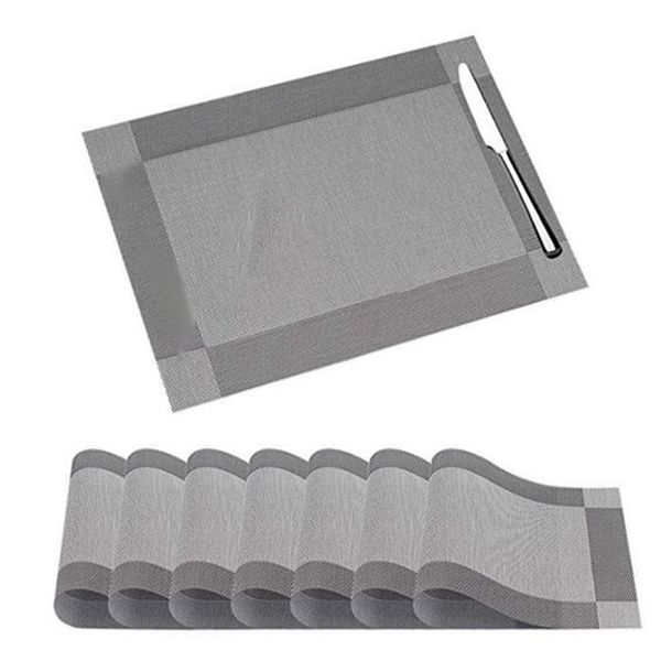 

table mats set of 8 dining table place mats washable placemats non-slip heat resistant pvc with singel border decoration recta