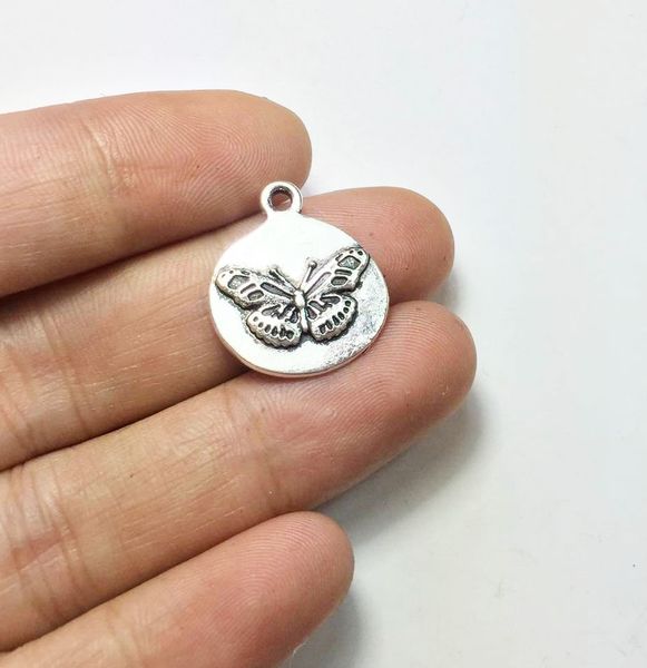 

eruifa nice 20pcs 18mm butterfly coin zinc alloy charms wholesales necklace,earring bracelet jewelry diy handmade 3 colors, Bronze;silver