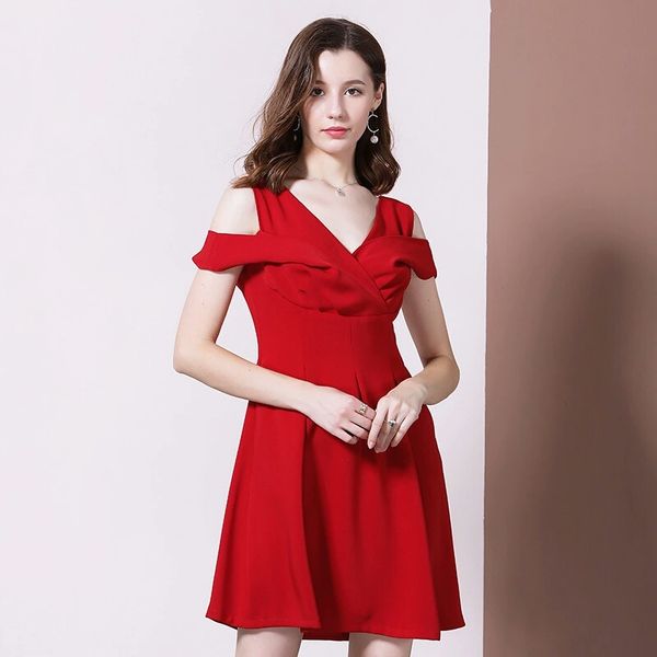 

женщины sexy party dress роскошный дизайнер v шеи вечерние платья женские старинные классический черный красный ужин dress empire мини плать, White;black