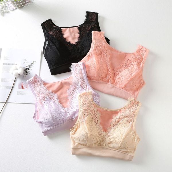 

camisoles & tanks women casual tank solid color lace stitching v-neck plus velvet warm vest underwear brand, Black;white