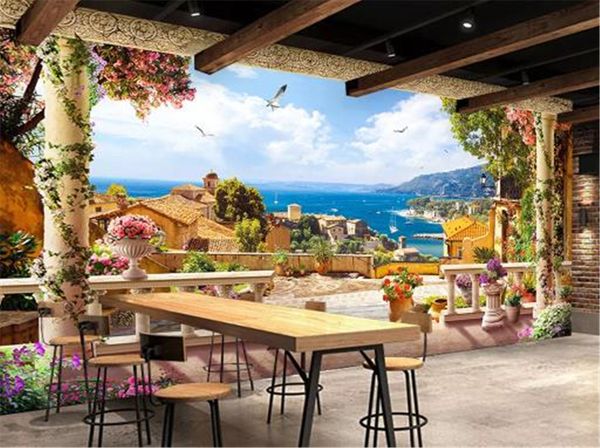 

hd обои украшения бар ктв ретро европейский пейзаж фон стены обои красивые и практичные обои