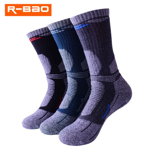 

rb3322 r-bao outdoor hiking socks terry thicken keep warm sports socks for running skiing climbing autumn winter, Black