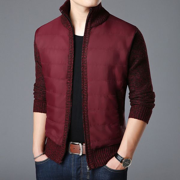 

2018 fashion splice wool jackets men stand collar trend street style overcoat cardigan brushed jacket casual coat mens clothes, Black;brown