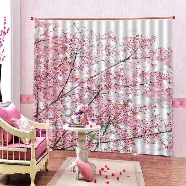 2019 Pink Cherry Blossoms Flower Curtains For Living Room Bedroom