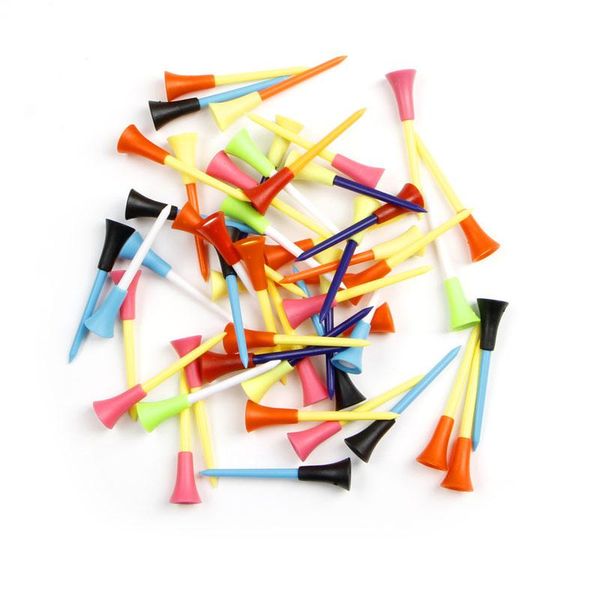 

50pcs / сумка для гольфа инструменты 72мм multicolor пластиковые гольф тис резиновые подушки профессиональный гольф supplies 50шт / сумка 50