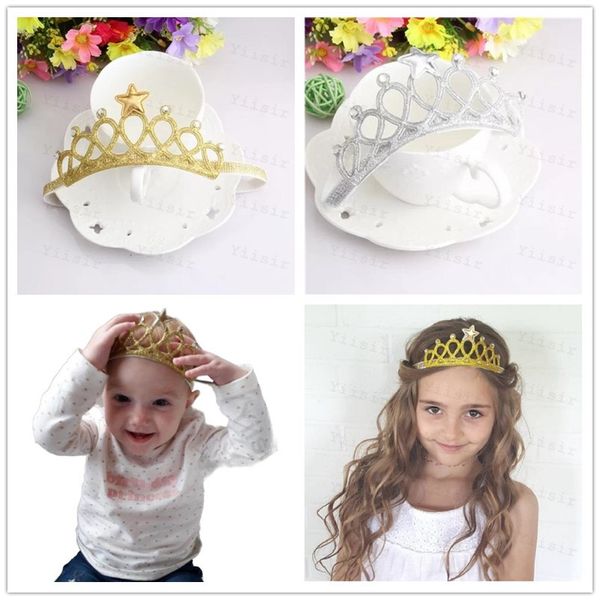 

crown baby headbands, cartoon gold silver headband, hairbands for baby girls, newborn soft baby headbands, hairbands and bows party favors, Slivery;white