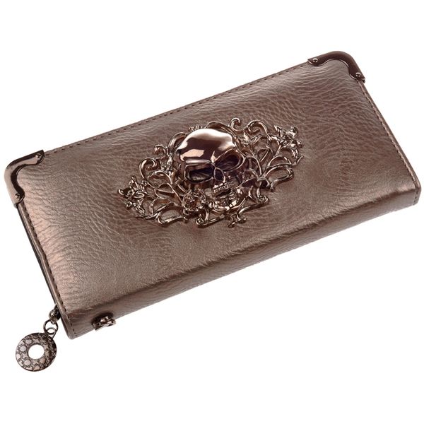 

new-cool retro skull wallet for women vintage clutch bag silver, Red;black