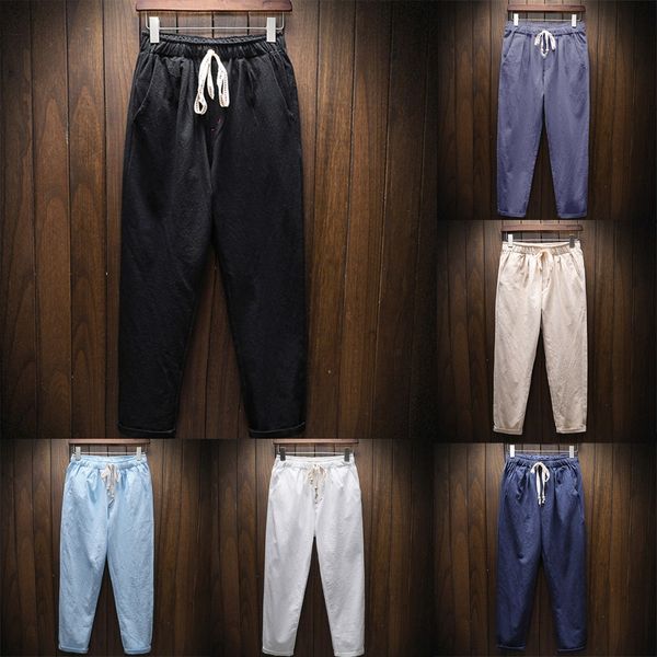 

2019 new style men's new summer leisure cotton and nine-cent pants fashion casual trousers 5xl sales, Black