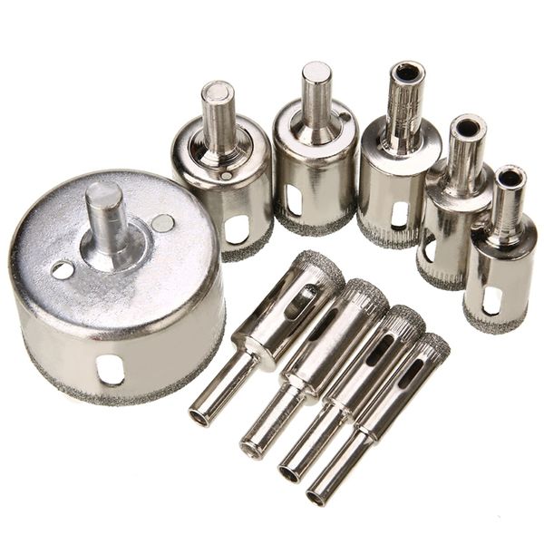 

10x diamond coated hole saw drill set for ceramic tile marble glass