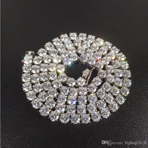 

mens diamond gold tennis chain necklace hip hop iced out bling chains jewelry men stainless steel silver necklace, Black