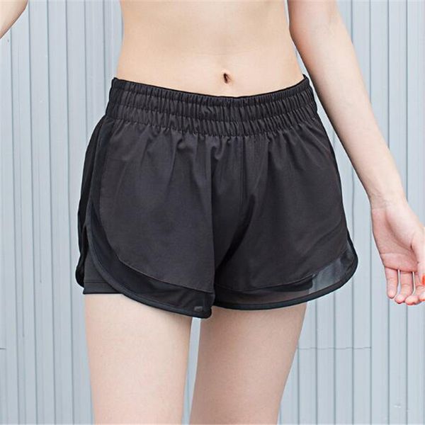 

women quick drying yoga double layer sport short outdoor sports fitness gym yoga running shorts women running jogging shorts, Black;blue