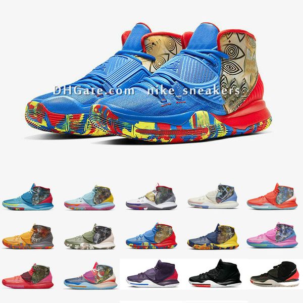 

kyrie 6 vi pre-heat basketbal shoes irving 6s women kids boys girls children training shoes 11 city cities with original box size us4-12 s8, Black