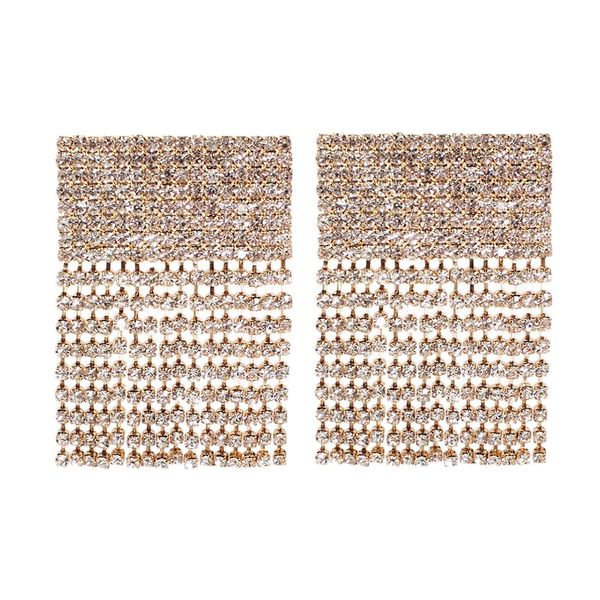 

manilai shiny rhinestone dangle earring for women statement tassel earrings wedding party jewelry golden silver color