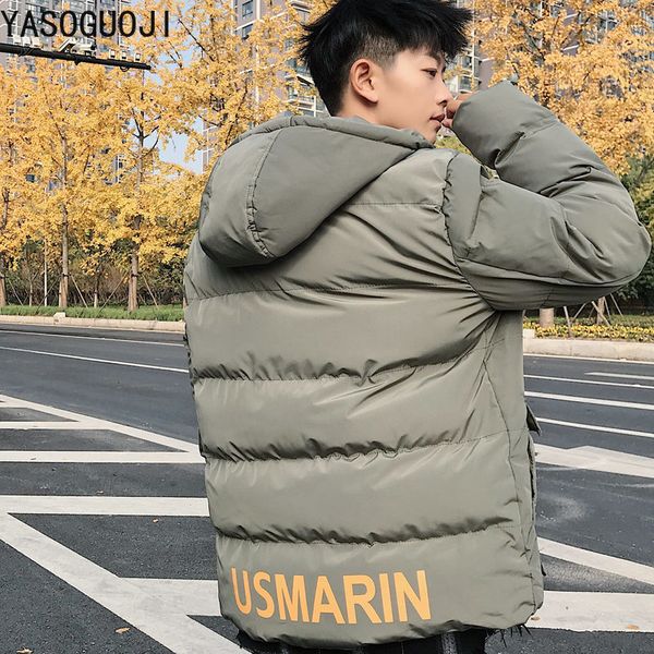

yasuguoji 2019 new fashion print hooded loose puffer jacket men puffy coat men's cotton padded warm winter bubble coat l056, Black
