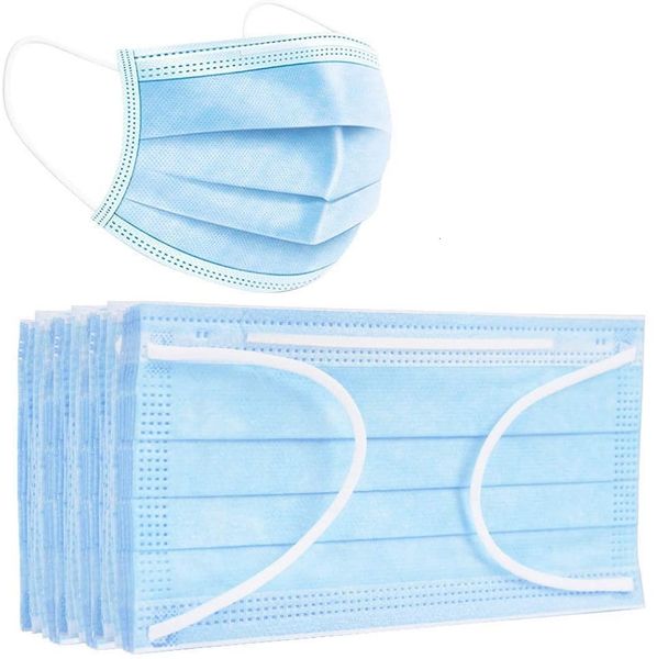 

dhl ship 3 mask blue ply face50 1pcs face thick 3 layer masks with earloops for salon home use comfortable in stock q74u