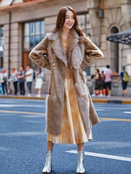

natural fur coat women wool jacket women clothes 2020 parka real fur wool winter coat real leather jacket s19-067sh yy2368, Black