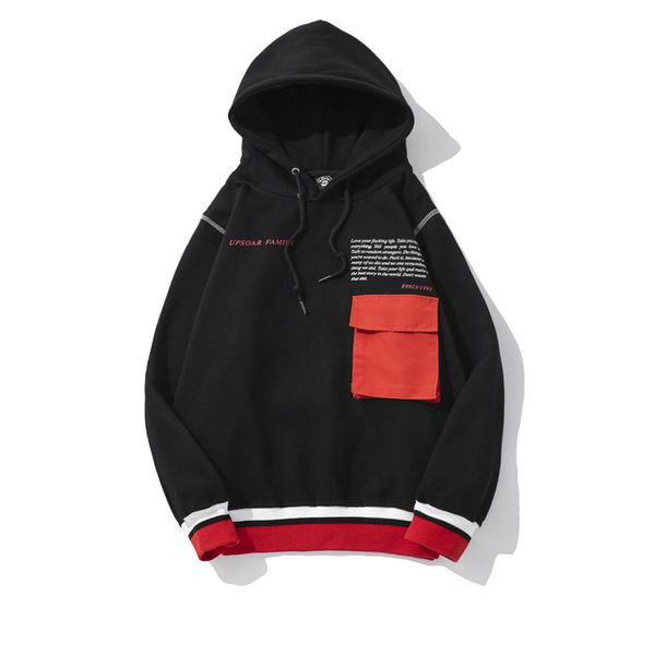 

women men designer hoodies 2019 fashion brand letter print with pockets tide hooded sweater men luxury hoodie size s-2xl, Black