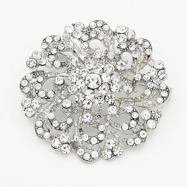 

round flowers and plants rhinestone brooch south korea corsage, Gray