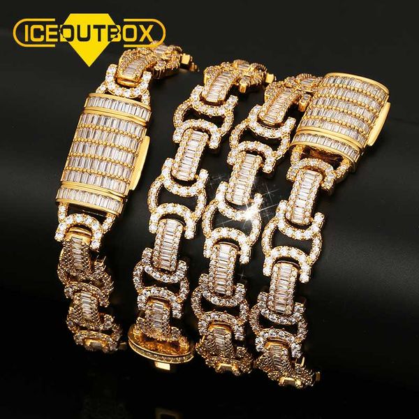 

iced out miami cuban chain personality design baguette full of rhinestone for men's hip hop cz bling rapper party jewlery, Silver