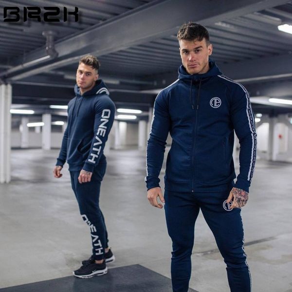 

gyms men's sets fashion sportswear tracksuits sets men's gyms hoodies+pants casual outwear suits male hoodies plus size, Gray