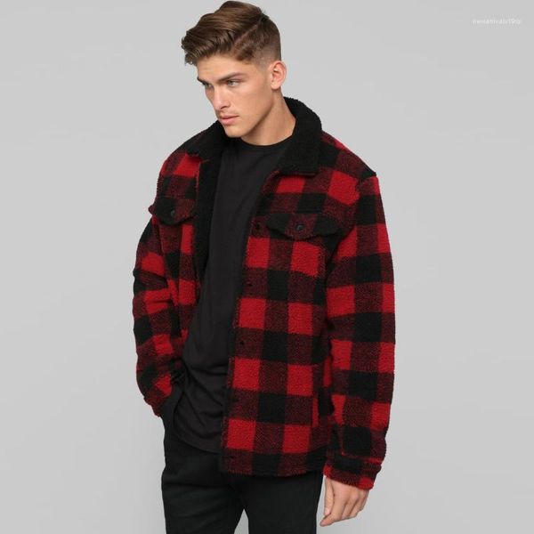 

designer jackets fashion casual plaid long sleeve lapel neck jackets autumn winter mens clothing new arrival mens, Black;brown