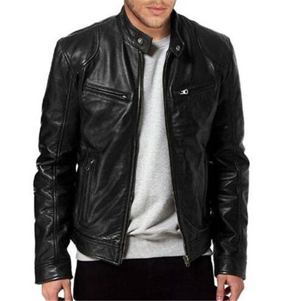 

men's leather zipper jackets slim real rider brand new vintage jacket 2019 autumn and winter coats, Black;brown
