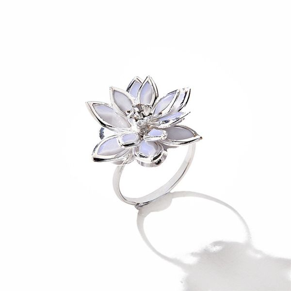 

12pcs/lot white multi-layer camellia ring flower lotus rings women sister gifts, Silver