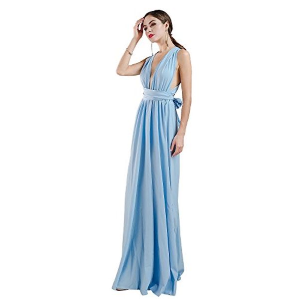 

miss ord women v neck sleeveless long halter party dress, Black;gray