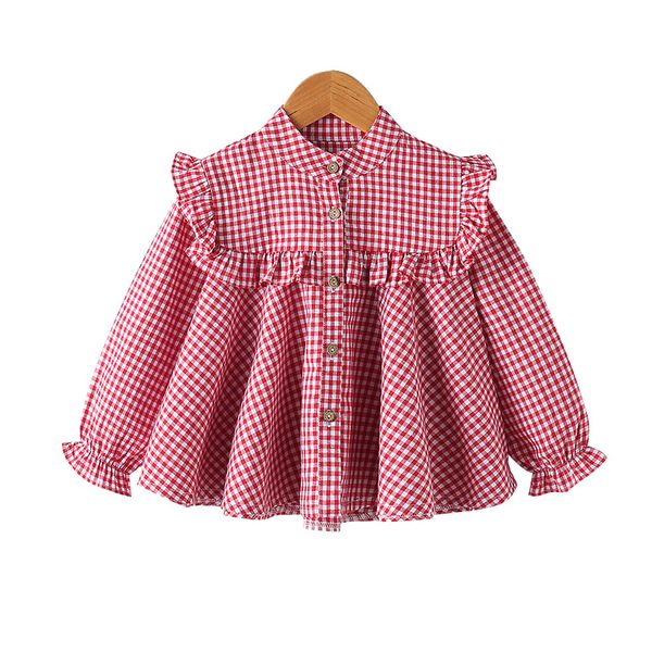

girls shirt long sleeve korean shirt in spring and autumn new children's clothes for small checked children's shirts, White;black